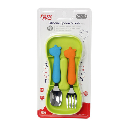 tgm silicone spoon &amp; fork green