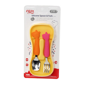 tgm silicone spoon &amp; fork yellow