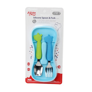 tgm silicone spoon &amp; fork blue